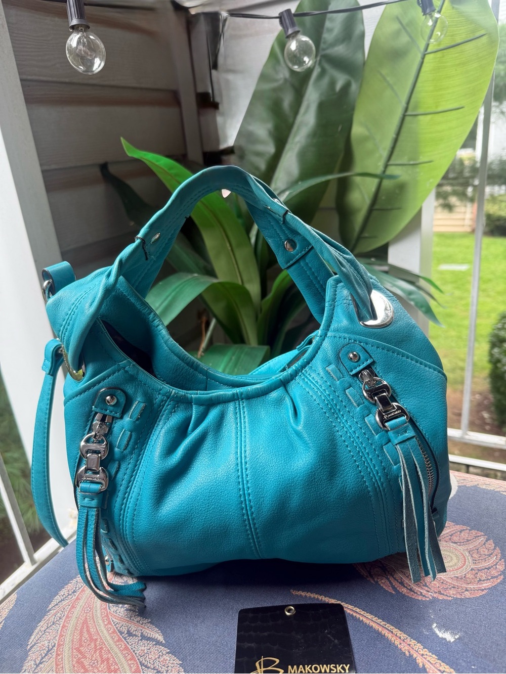 B. Makowsky Turquoise Leather Shoulder Vintage Bag – Excellent condition